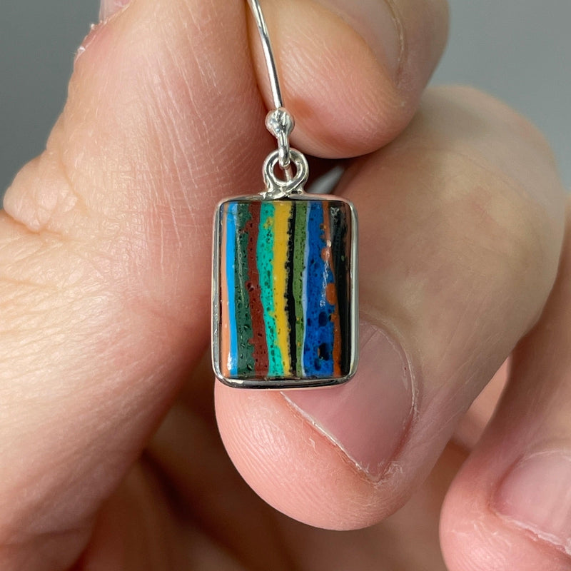 Artful Rainbow Calsilica Earrings || .925 Sterling Silver-Nature's Treasures