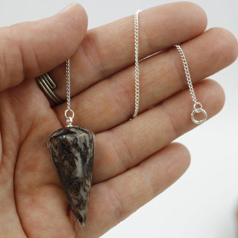 Astrophyllite Cone Pendulum Russia || .925 Sterling Silver-Nature's Treasures