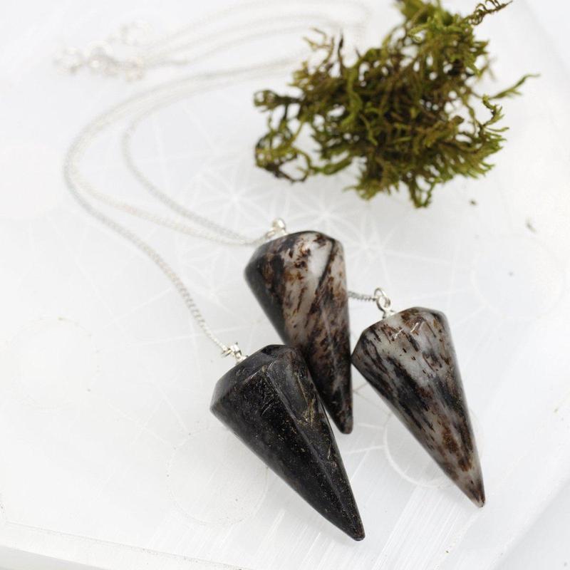 Astrophyllite Cone Pendulum Russia || .925 Sterling Silver-Nature's Treasures