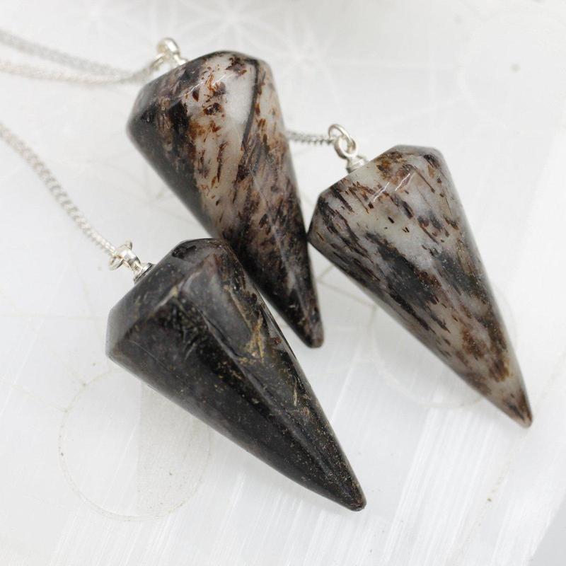 Astrophyllite Cone Pendulum Russia || .925 Sterling Silver-Nature's Treasures