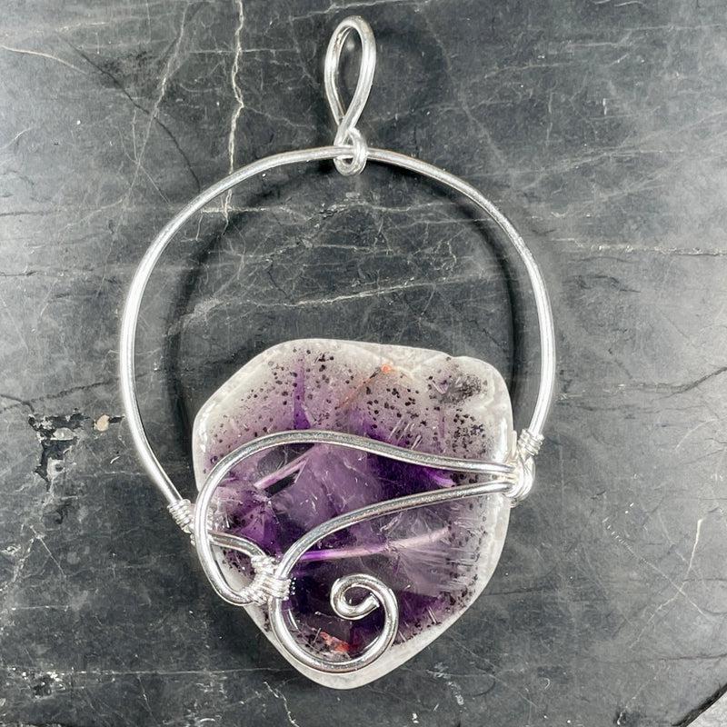 Auralite-23 Amethyst Wire Wrapped Pendant | .925 Sterling Silver-Nature's Treasures
