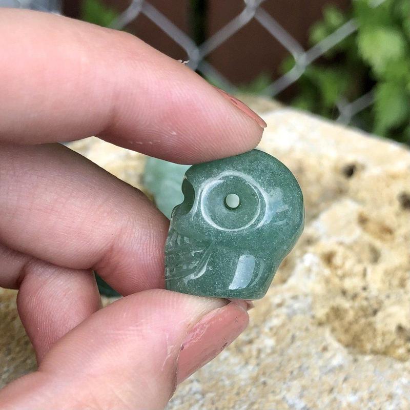 Aventurine Skull Drilled Pendant - Mini-Nature's Treasures