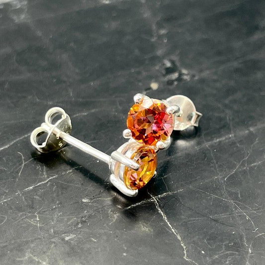 Azotic Ecstasy Topaz Faceted Crystal Stud Earrings | .925 Sterling Silver-Nature's Treasures