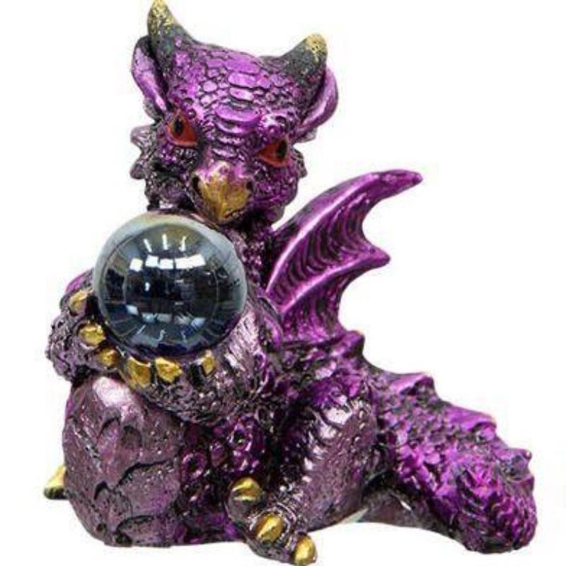 Baby Dragon Figurine with Sphere || New Beginnings, Protection, Strength-Nature's Treasures