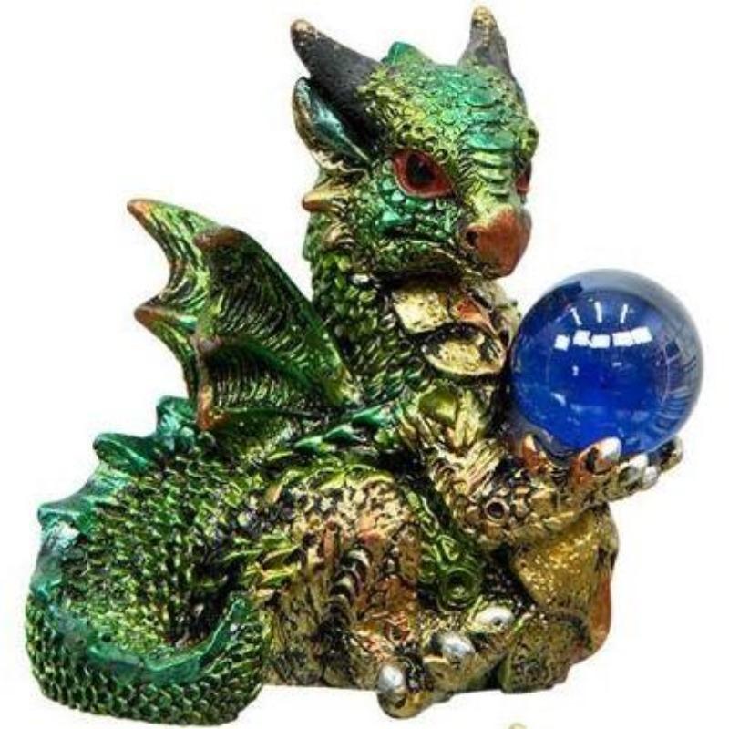 Baby Dragon Figurine with Sphere || New Beginnings, Protection, Strength-Nature's Treasures