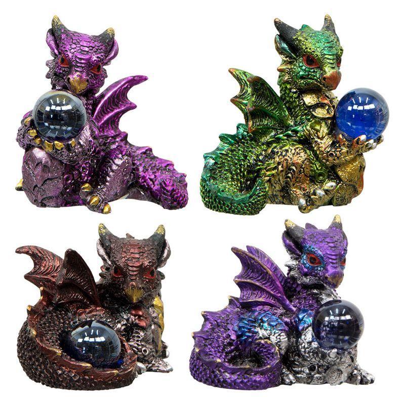 Baby Dragon Figurine with Sphere || New Beginnings, Protection, Strength-Nature's Treasures