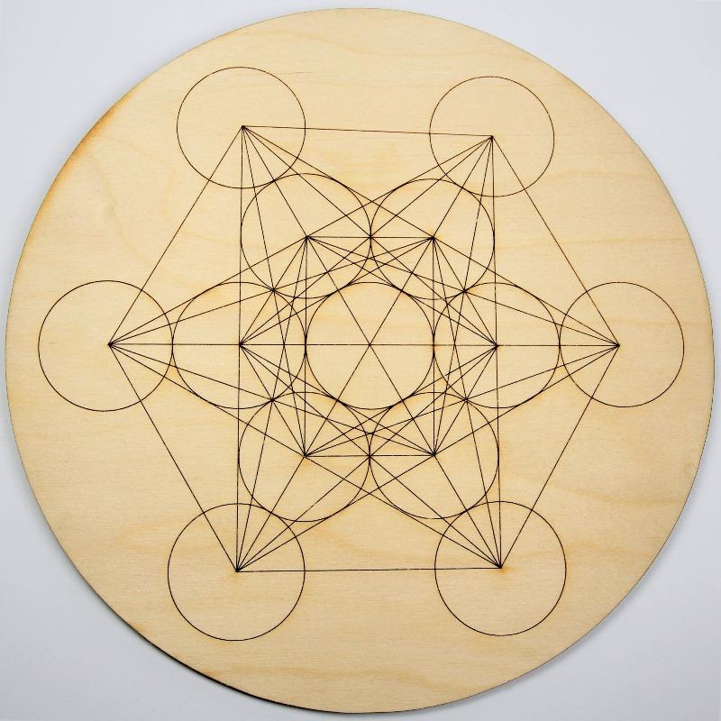 Birch Wood Spirit Metatron Crystal Grid Board Small-Nature's Treasures