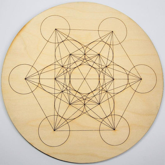 Birch Wood Spirit Metatron Crystal Grid Board Small-Nature's Treasures