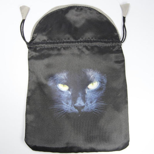 "Black Cat Tarot Bag" Dupion Silk Drawstring Accessory Bag-Nature's Treasures