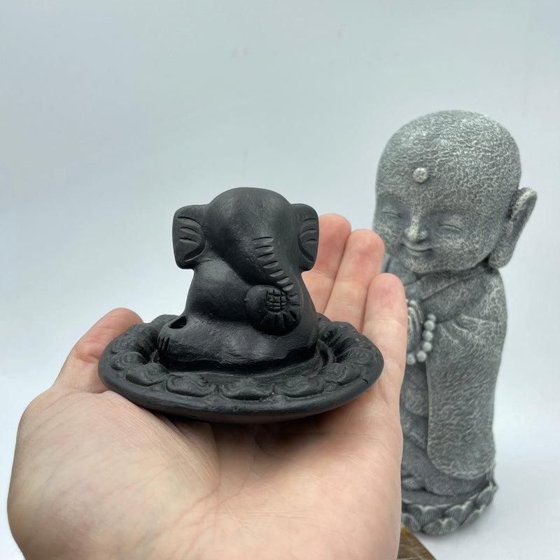 Black Ganesha Clay Incense Holder-Nature's Treasures