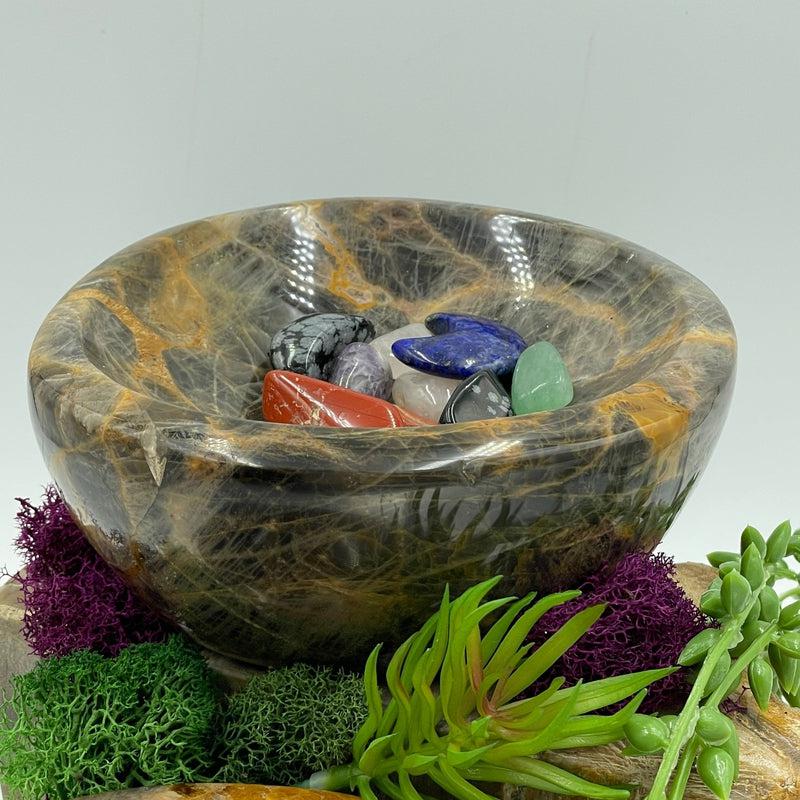 Black Moonstone Bowl || Healing, Protection, Grounding || Madagascar-Nature's Treasures