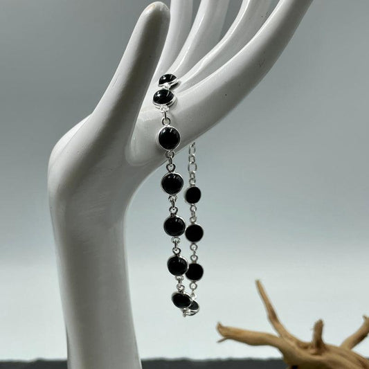 Black Onyx Bracelet || .925 Sterling Silver-Nature's Treasures