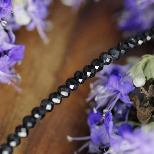 Black Spinel Dainty Faceted Necklace 2MM || .925 Sterling Silver-Nature's Treasures