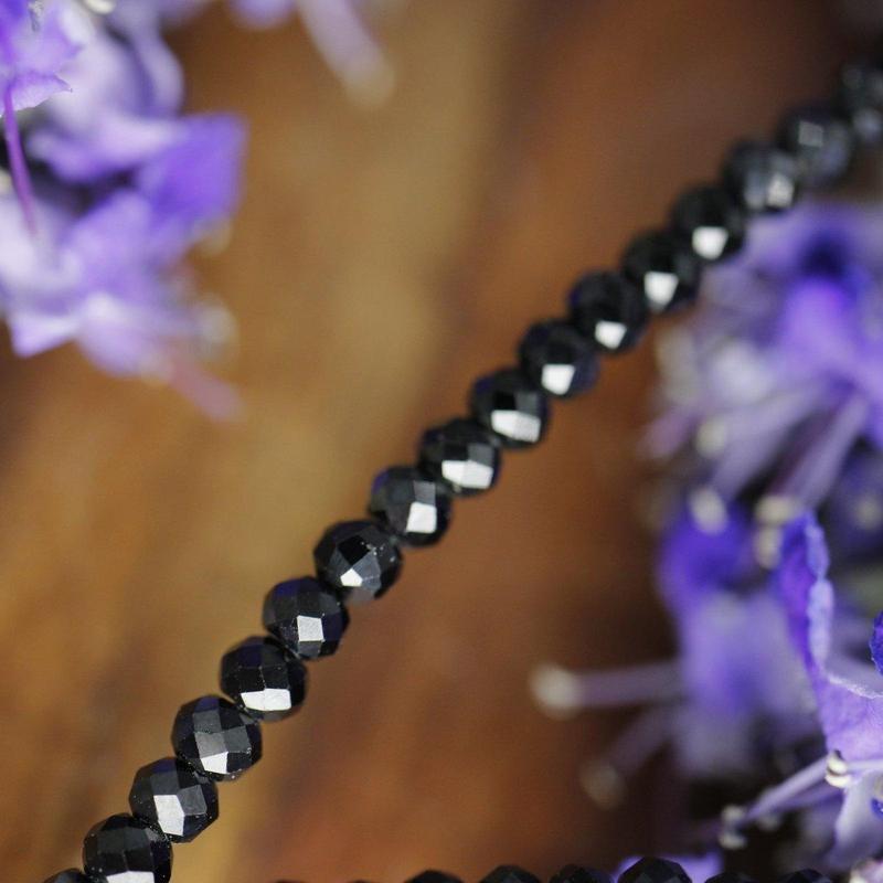 Black Spinel Dainty Faceted Necklace 2MM || .925 Sterling Silver-Nature's Treasures
