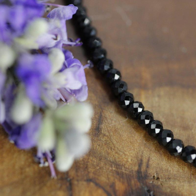 Black Spinel Dainty Faceted Necklace 2MM || .925 Sterling Silver-Nature's Treasures