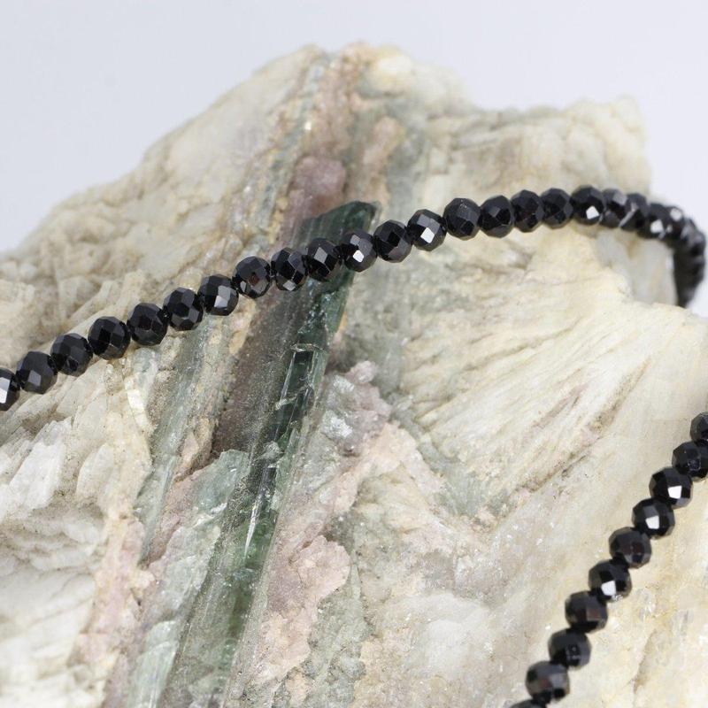 Black Tourmaline Dainty Faceted Necklace || .925 Sterling Silver-Nature's Treasures