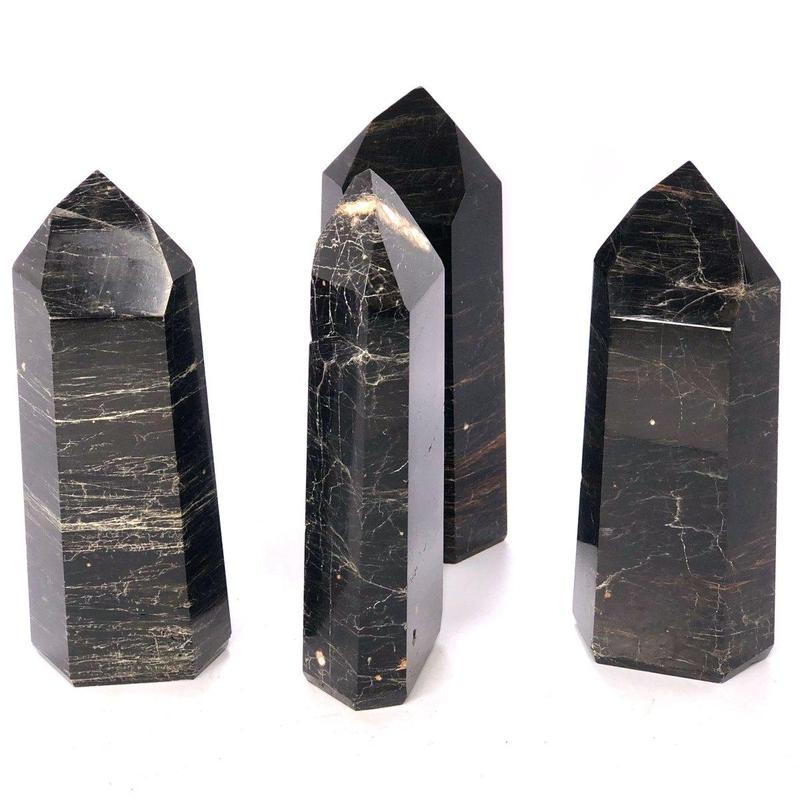 Black Tourmaline With Hematite Polished Point || BRAZIL-Nature's Treasures