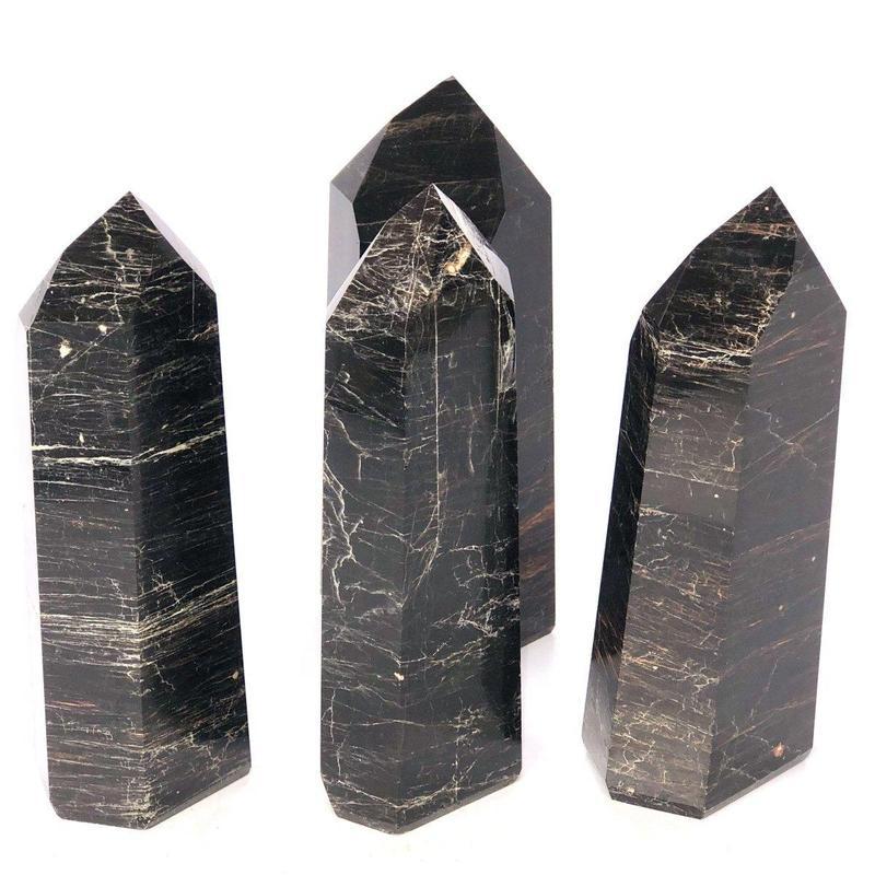 Black Tourmaline With Hematite Polished Point || BRAZIL-Nature's Treasures