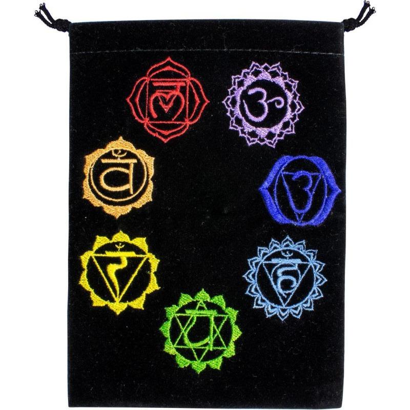 Black Velvet 7 Chakra Drawstring Accessory Bag-Nature's Treasures