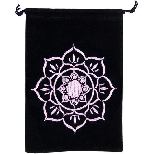 Black Velvet Chakra Lotus Drawstring Accessory Bag-Nature's Treasures