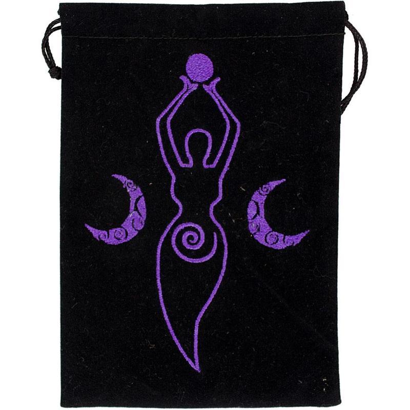 Black Velvet Moon Goddess Drawstring Accessory Bag