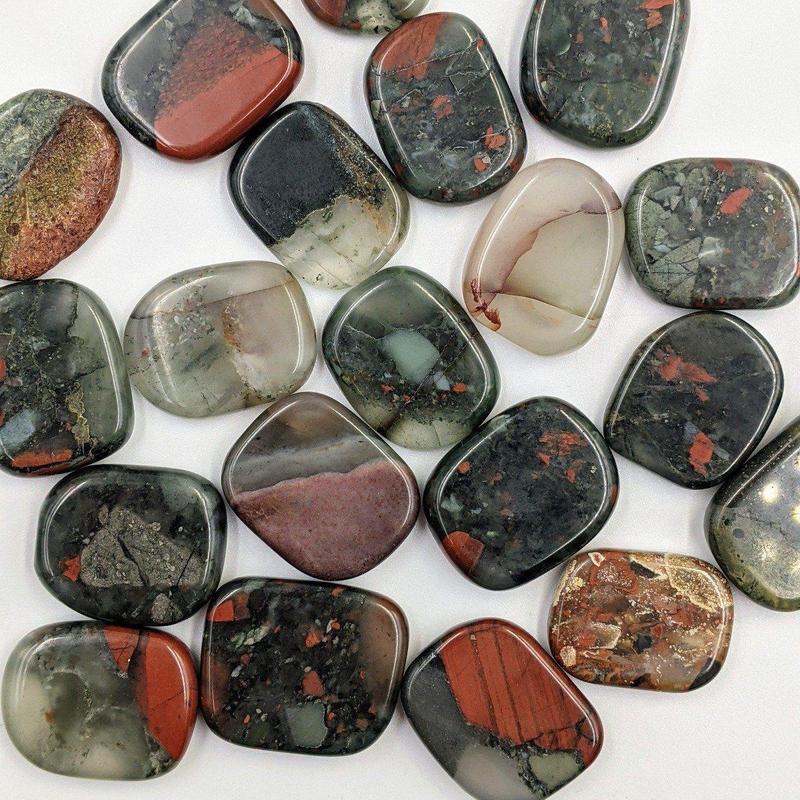 Bloodstone Pocket Flat Stone || Grounding, Balance, Mental Clarity || Small || South Africa
