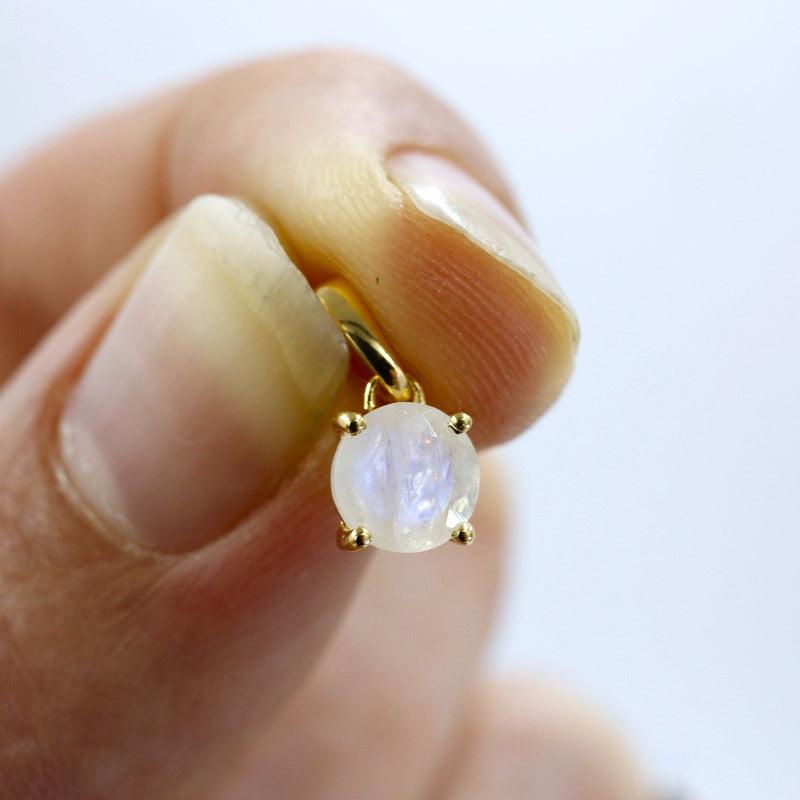 Blue Fire Faceted Moonstone Dainty Pendant || 14k Vermeil Gold || Sri Lanka-Nature's Treasures