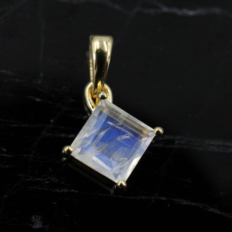 Blue Fire Faceted Moonstone Dainty Pendant || 14k Vermeil Gold || Sri Lanka-Nature's Treasures