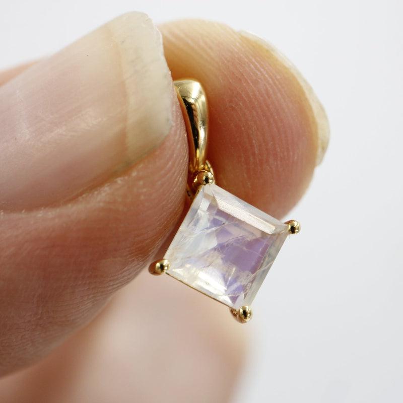 Blue Fire Faceted Moonstone Dainty Pendant || 14k Vermeil Gold || Sri Lanka-Nature's Treasures