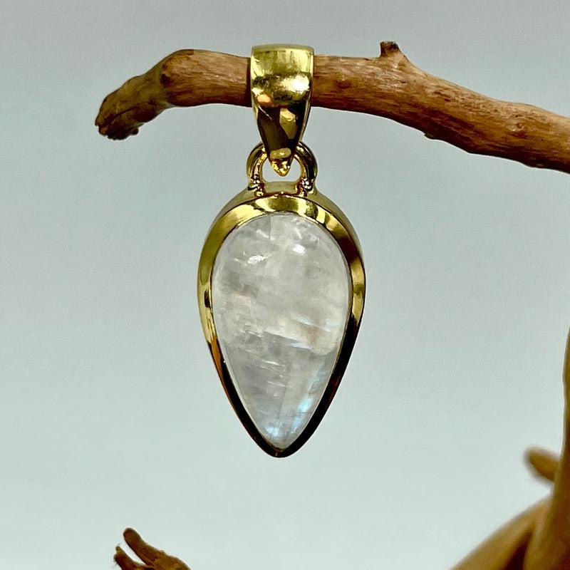 Blue Fire Moonstone Pendant || 14k Vermeil Gold-Nature's Treasures