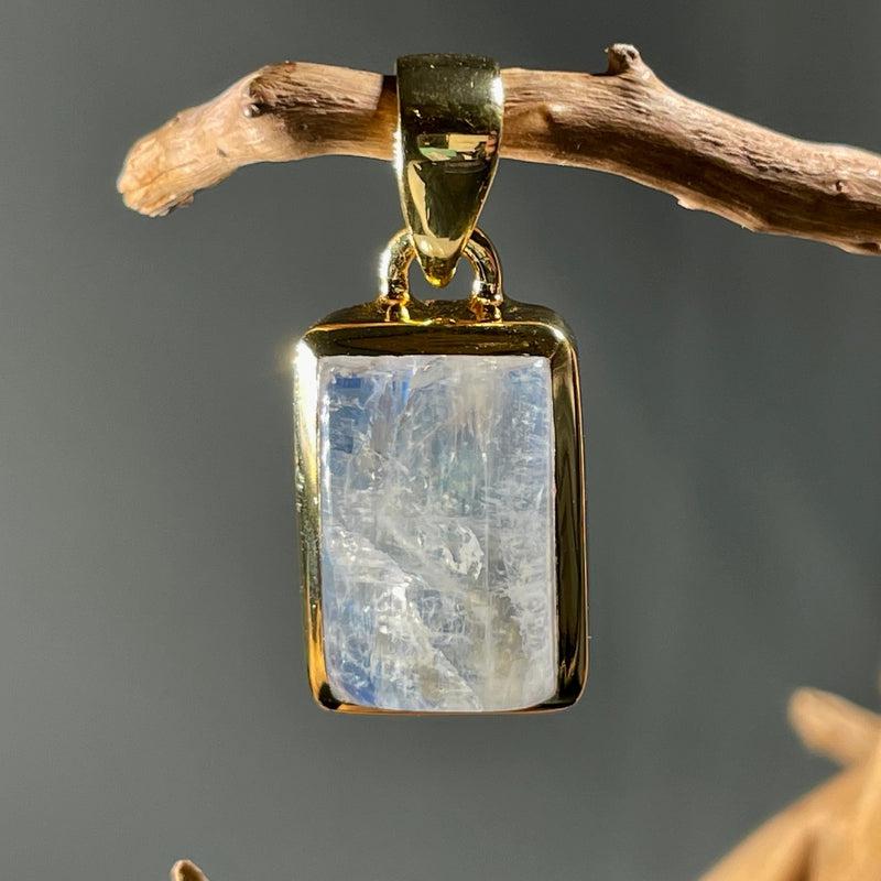 Blue Fire Moonstone Pendant || 14k Vermeil Gold-Nature's Treasures