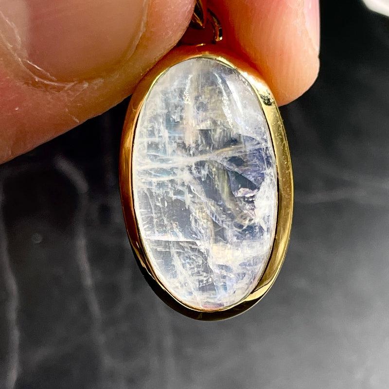Blue Fire Moonstone Pendant || 14k Vermeil Gold-Nature's Treasures