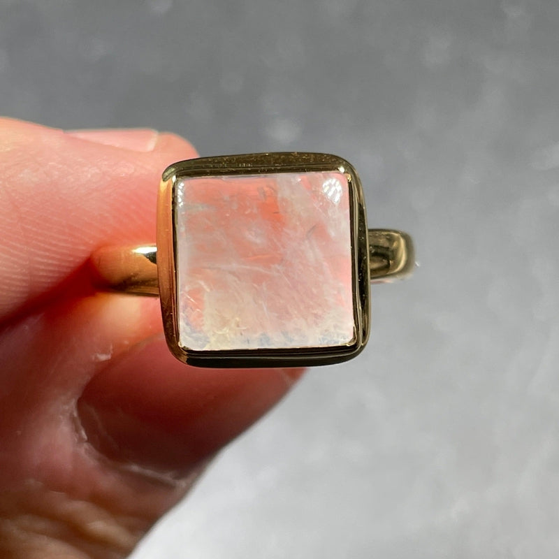 Blue Fire Moonstone Ring || 14k Vermeil Yellow Gold || Sri Lanka-Nature's Treasures