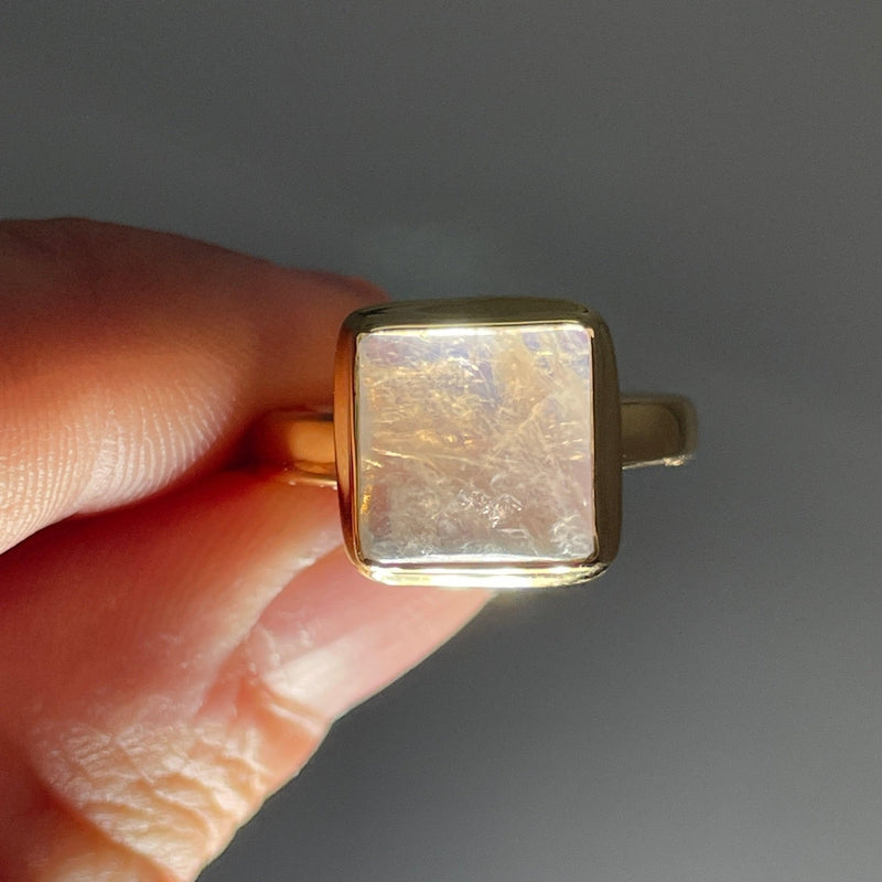 Blue Fire Moonstone Ring || 14k Vermeil Yellow Gold || Sri Lanka-Nature's Treasures
