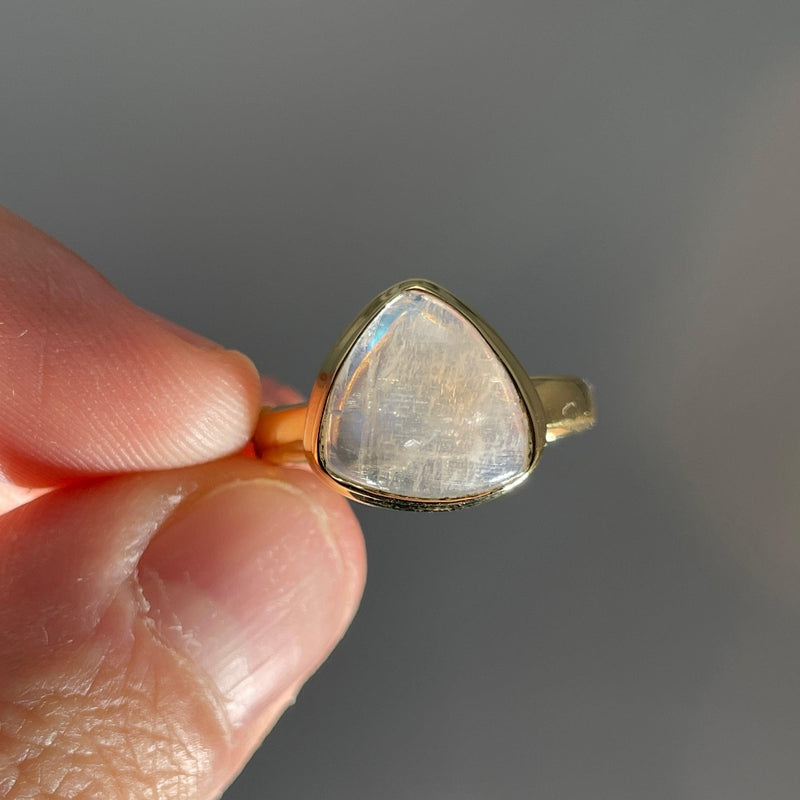 Blue Fire Moonstone Ring || 14k Vermeil Yellow Gold || Sri Lanka-Nature's Treasures
