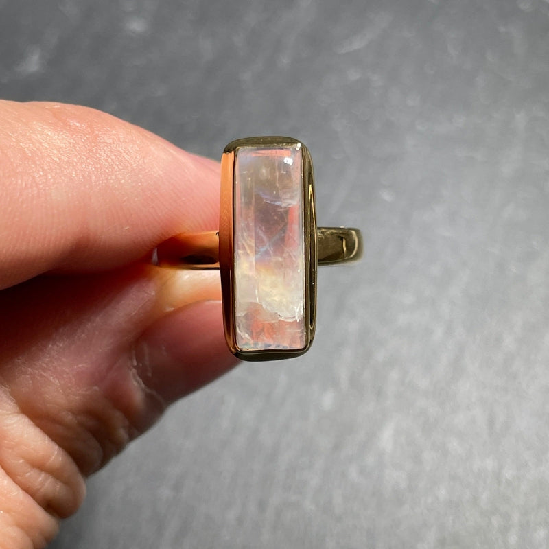 Blue Fire Moonstone Ring || 14k Vermeil Yellow Gold || Sri Lanka-Nature's Treasures