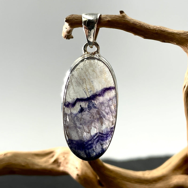 Blue John Fluorite Pendant | .925 Sterling Silver-Nature's Treasures