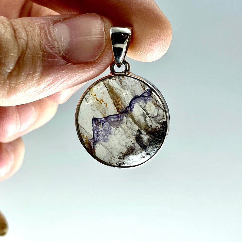 Blue John Fluorite Pendant | .925 Sterling Silver-Nature's Treasures