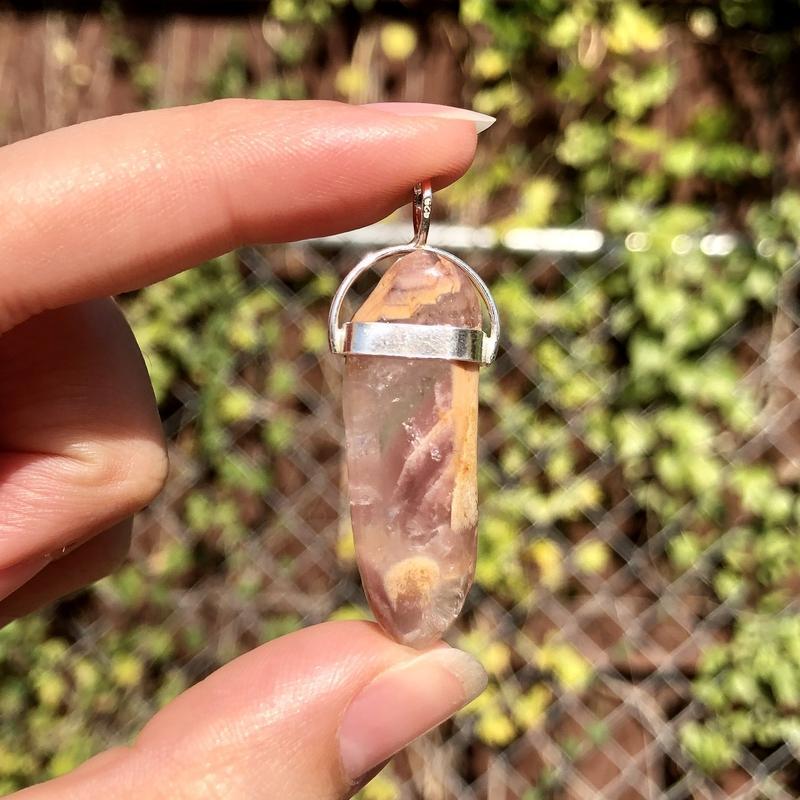 Brazilian Lithium Quartz Tumbled Pendant || .925 Sterling Silver-Nature's Treasures