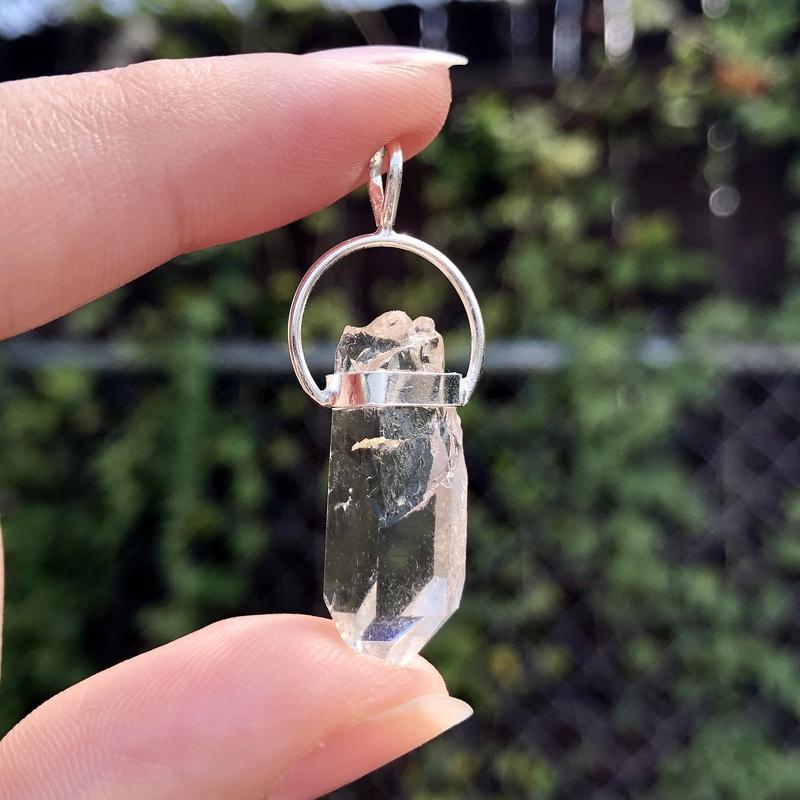 Brazilian Rough Clear Quartz Point Pendant || .925 Sterling Silver-Nature's Treasures