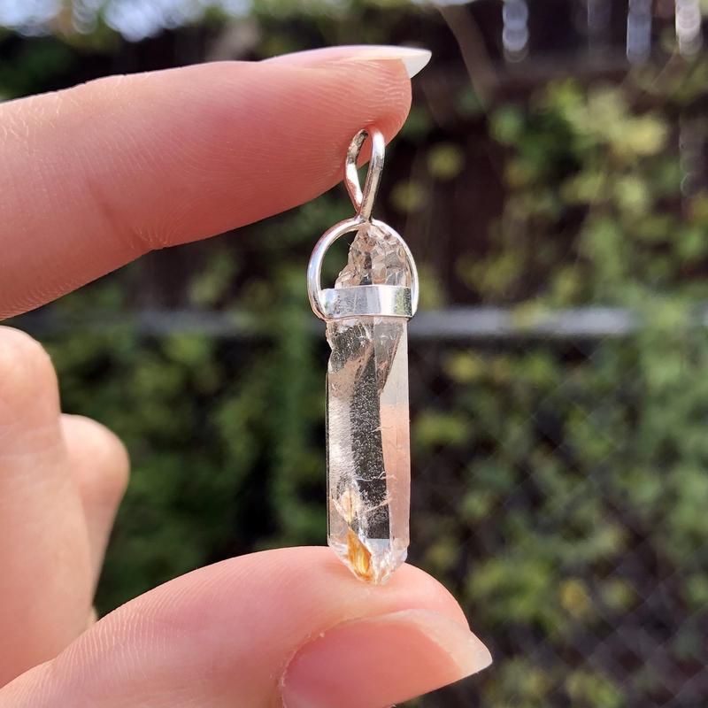 Brazilian Rough Clear Quartz Point Pendant || .925 Sterling Silver-Nature's Treasures