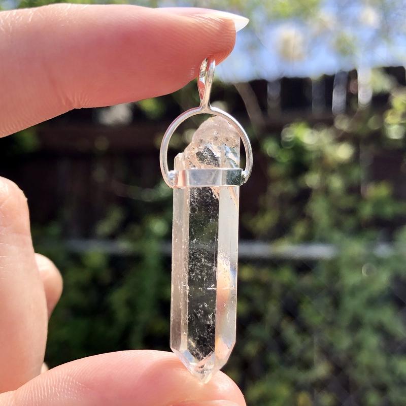 Brazilian Rough Clear Quartz Point Pendant || .925 Sterling Silver-Nature's Treasures
