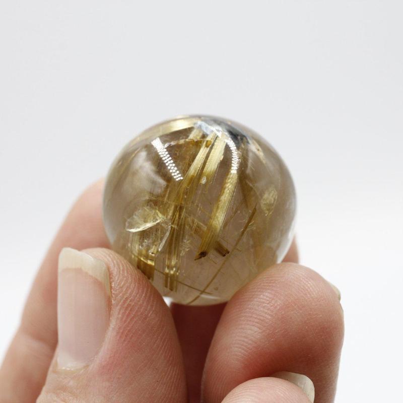 Brazilian Rutilated Quartz Sphere 25 MM || Enhancing Psychic Power-Nature's Treasures