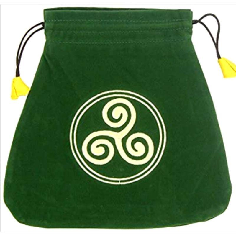Celtic Triple Spiral Velvet Tarot Bag - Satin Lined Pouch-Nature's Treasures