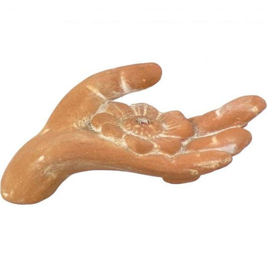 Ceramic Incense Holder Lotus Hand Terra Cotta-Nature's Treasures