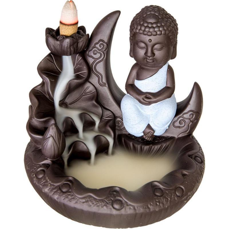 Ceramic Moon Buddha Backflow Incense Burner-Nature's Treasures