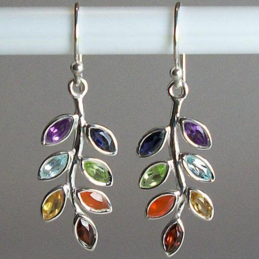 Chakra Leaf French Hook Earrings || .925 Sterling Silver-Nature's Treasures