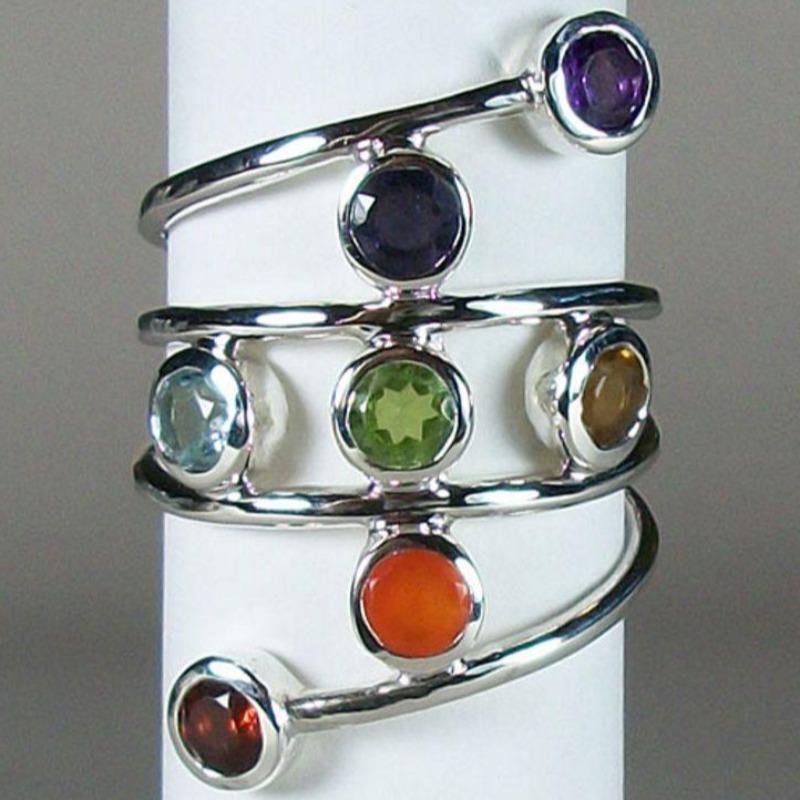 Chakra Swirl Ring - Sterling Silver || .925 Sterling Silver-Nature's Treasures