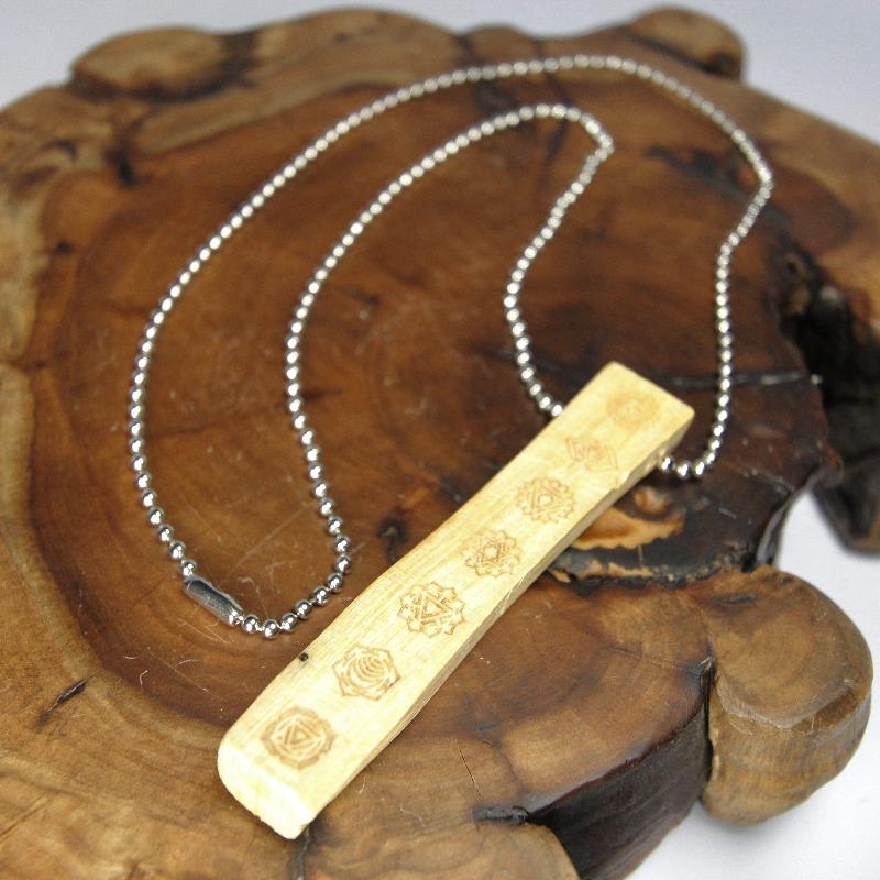 Chakra Symbol Carved Palo Santo Necklace-Nature's Treasures
