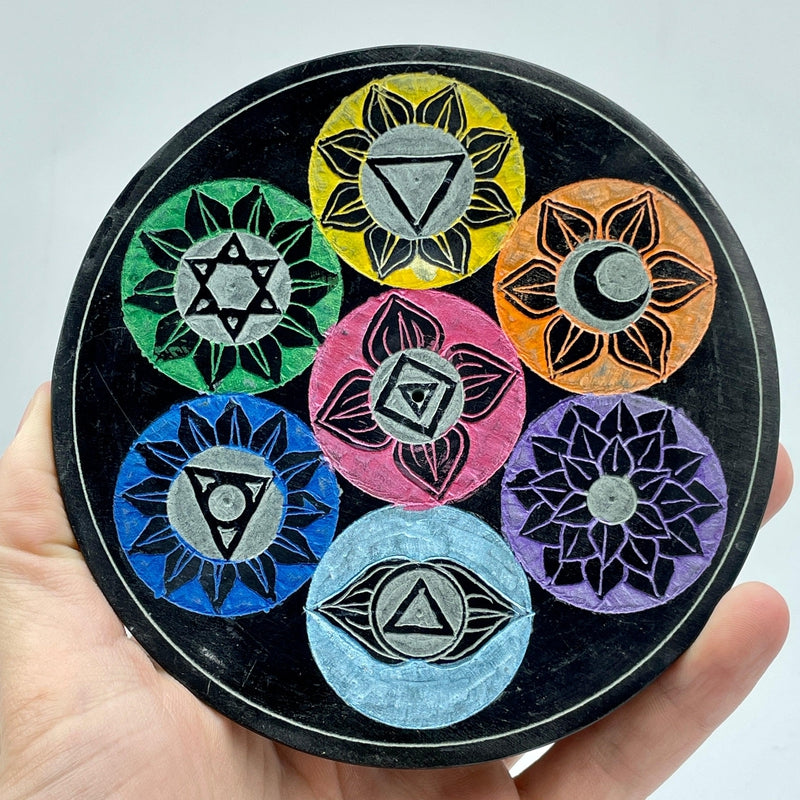 Chakra Symbols Soapstone Incense Holder-Nature's Treasures
